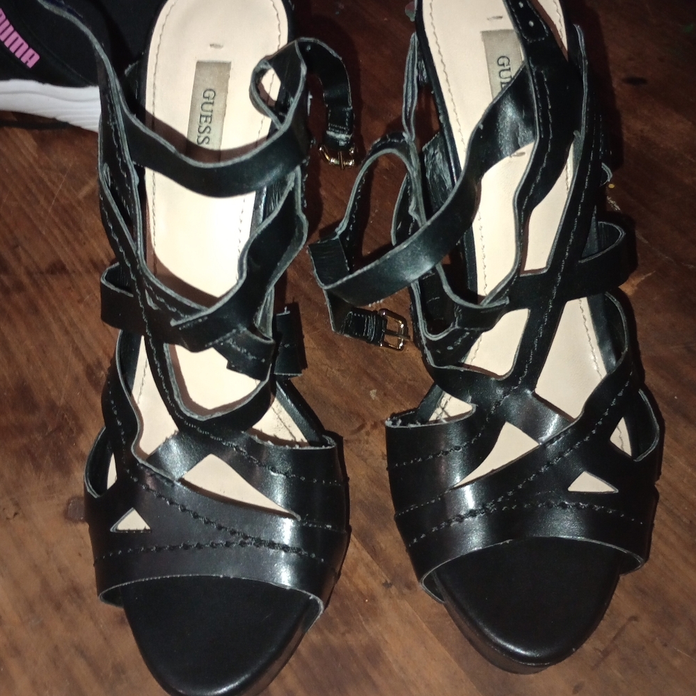 Guess Black Strappy Heels for Chic Events